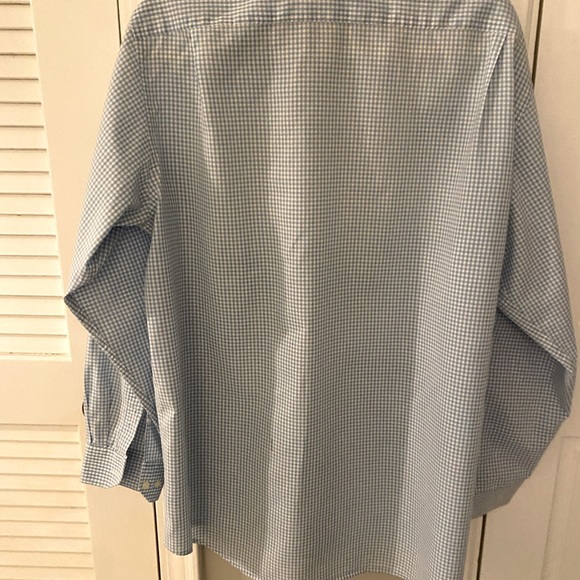 Men’s Lacoste blue and white checked button down; SZ 43 - Picture 4 of 4